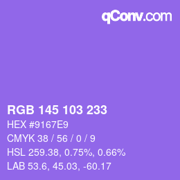 Color code: RGB 145 103 233 | qconv.com