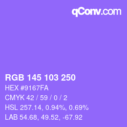 Color code: RGB 145 103 250 | qconv.com