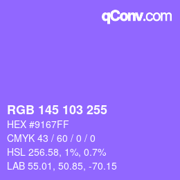 Color code: RGB 145 103 255 | qconv.com