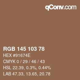 カラーコード: RGB 145 103 78 | qconv.com