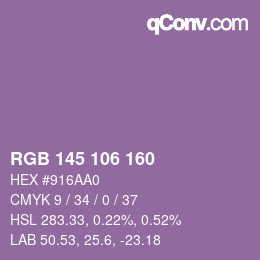 Farbcode: RGB 145 106 160 | qconv.com