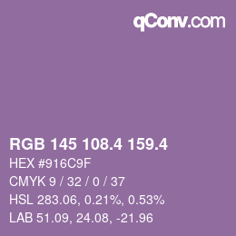カラーコード: RGB 145 108.4 159.4 | qconv.com