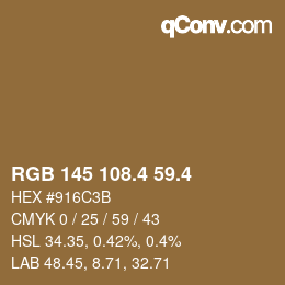 カラーコード: RGB 145 108.4 59.4 | qconv.com