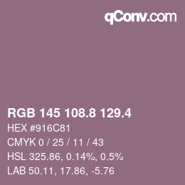 カラーコード: RGB 145 108.8 129.4 | qconv.com