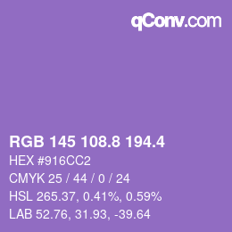 カラーコード: RGB 145 108.8 194.4 | qconv.com