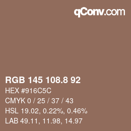 カラーコード: RGB 145 108.8 92 | qconv.com
