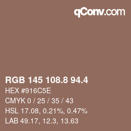 カラーコード: RGB 145 108.8 94.4 | qconv.com