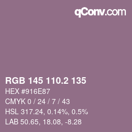 カラーコード: RGB 145 110.2 135 | qconv.com