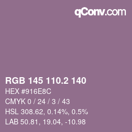 カラーコード: RGB 145 110.2 140 | qconv.com