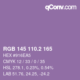 カラーコード: RGB 145 110.2 165 | qconv.com