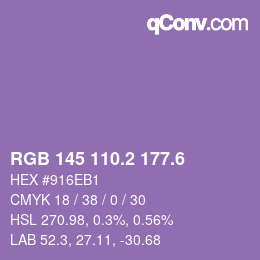 カラーコード: RGB 145 110.2 177.6 | qconv.com