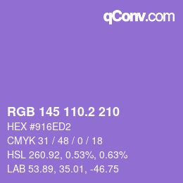 カラーコード: RGB 145 110.2 210 | qconv.com