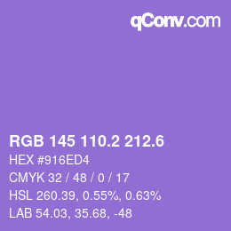 カラーコード: RGB 145 110.2 212.6 | qconv.com