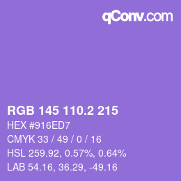 カラーコード: RGB 145 110.2 215 | qconv.com