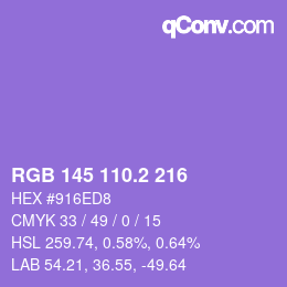 カラーコード: RGB 145 110.2 216 | qconv.com