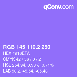 カラーコード: RGB 145 110.2 250 | qconv.com