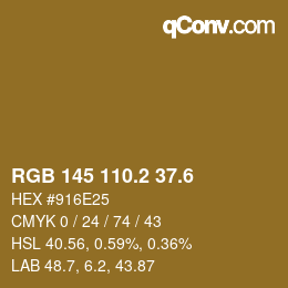 カラーコード: RGB 145 110.2 37.6 | qconv.com