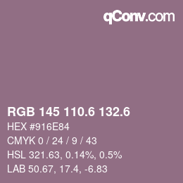 カラーコード: RGB 145 110.6 132.6 | qconv.com