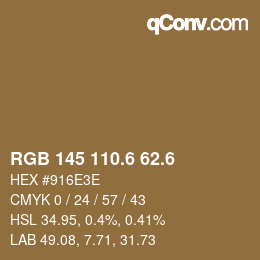 カラーコード: RGB 145 110.6 62.6 | qconv.com