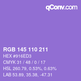 Color code: RGB 145 110 211 | qconv.com