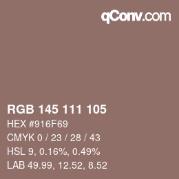 カラーコード: RGB 145 111 105 | qconv.com