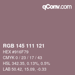 Código de color: RGB 145 111 121 | qconv.com