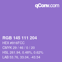 Color code: RGB 145 111 204 | qconv.com