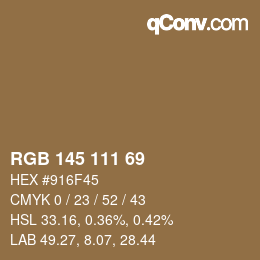 カラーコード: RGB 145 111 69 | qconv.com
