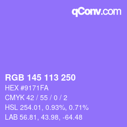 Color code: RGB 145 113 250 | qconv.com