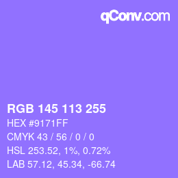 Color code: RGB 145 113 255 | qconv.com