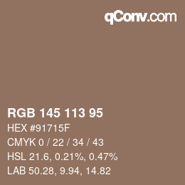Farbcode: RGB 145 113 95 | qconv.com