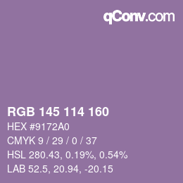 Color code: RGB 145 114 160 | qconv.com