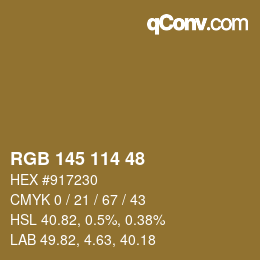 Farbcode: RGB 145 114 48 | qconv.com