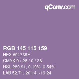 Color code: RGB 145 115 159 | qconv.com