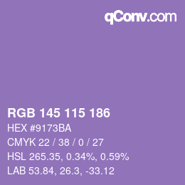 Código de color: RGB 145 115 186 | qconv.com