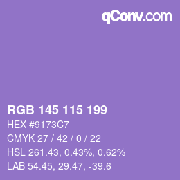 Color code: RGB 145 115 199 | qconv.com