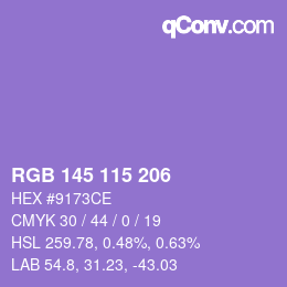 Color code: RGB 145 115 206 | qconv.com