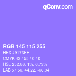 Color code: RGB 145 115 255 | qconv.com