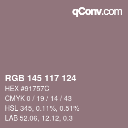 颜色代码: RGB 145 117 124 | qconv.com