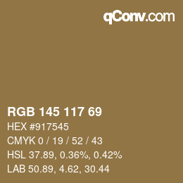 Farbcode: RGB 145 117 69 | qconv.com
