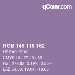 Código de color: RGB 145 118 162 | qconv.com