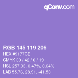 Código de color: RGB 145 119 206 | qconv.com