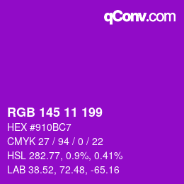 Color code: RGB 145 11 199 | qconv.com