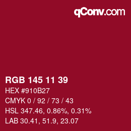 Color code: RGB 145 11 39 | qconv.com