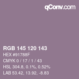 カラーコード: RGB 145 120 143 | qconv.com