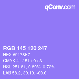 カラーコード: RGB 145 120 247 | qconv.com
