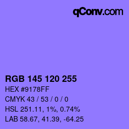 Color code: RGB 145 120 255 | qconv.com