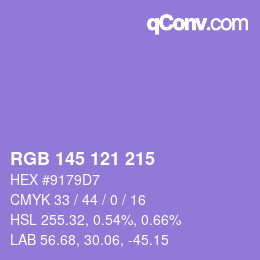 カラーコード: RGB 145 121 215 | qconv.com