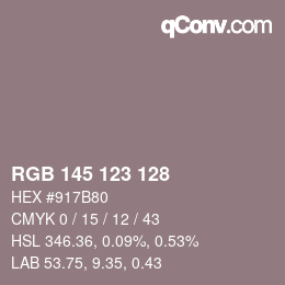 Código de color: RGB 145 123 128 | qconv.com