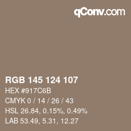 Code couleur: RGB 145 124 107 | qconv.com